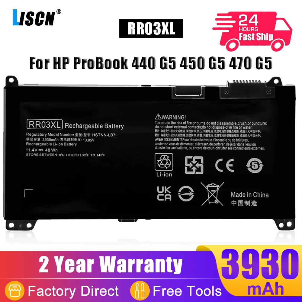 LISCN 48Wh RR03XL Laptop Battery For HP ProBook 430 440 450 455 470 G4 G5 Series HSTNN-PB6W HSTNN-Q04C HSTNN-LB71 HSTNN-UB7C