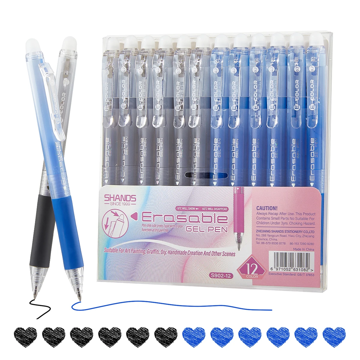 Retractable Eraser Pen Click - 12Pcs/Set 0.7mm Retractable Erasable Pens Black