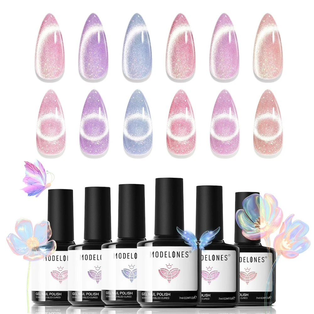 

Modelones 6 Shades Gel Nail Polish Set – Holo Rainbow