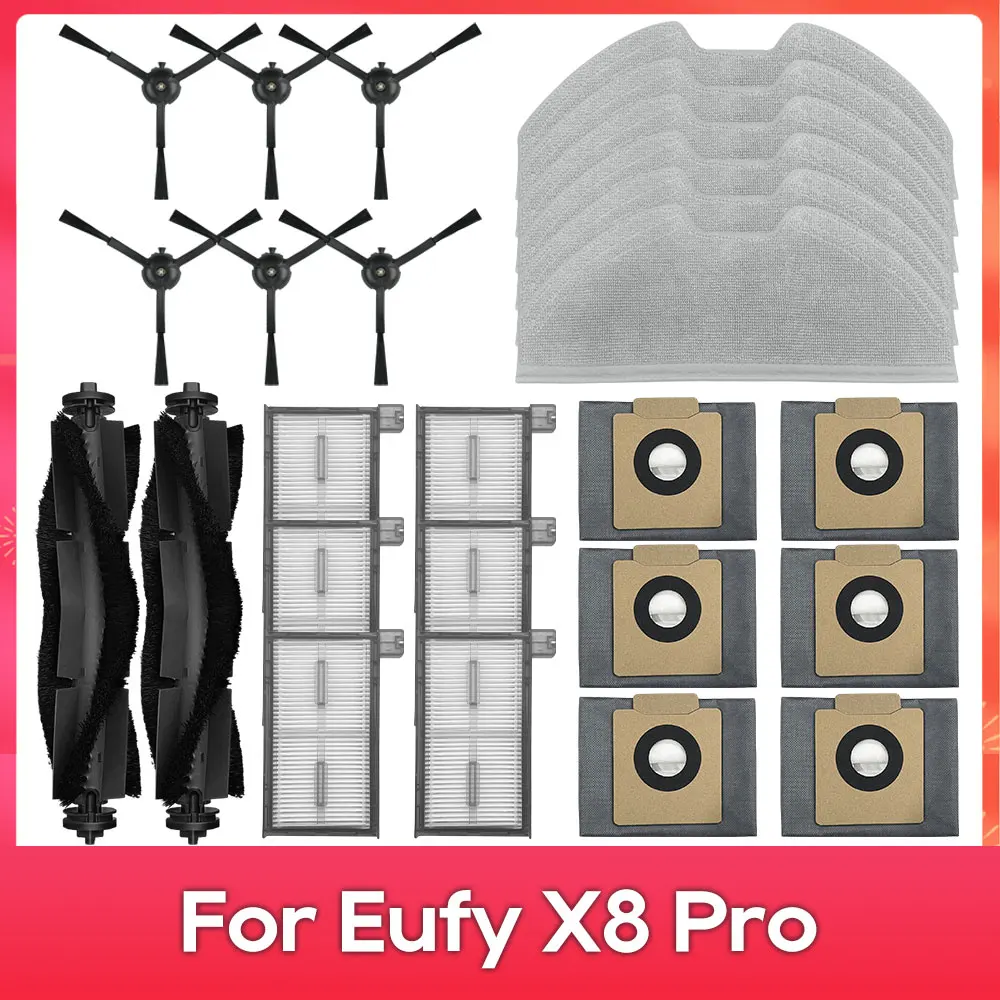 Fit For ( Eufy X8 Pro ) Robot Side Brush Filters Mop Cloths Mop Cloth Rag Dust Bag Vacuum Cleaner Parts Replacement Accessories