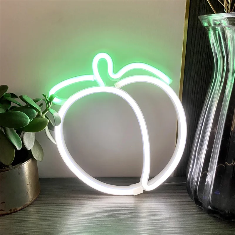 Peach Neon Signs, for Teens Kids Room Bedroom Gaming Room Wall Decor,Handmade Neon Sign Lights for Party Home Bar Art Decoration