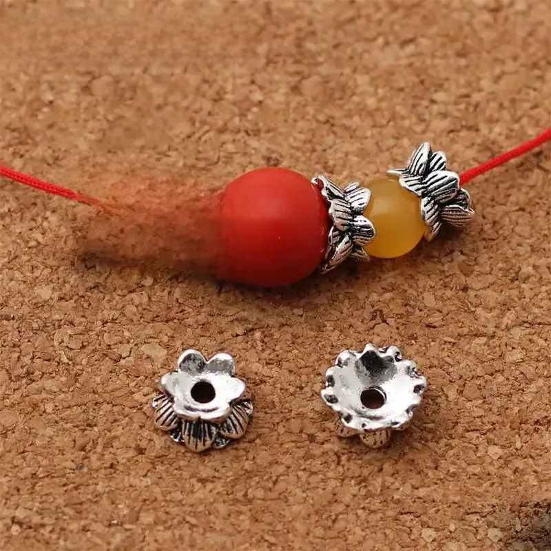 10 sztuk Vintage Lotus Base dolny dwustronny koraliki dystansowe czapka DIY Making bransoletka naszyjnik akcesoria jubilerskie znalezienie — zdjęcie 2
