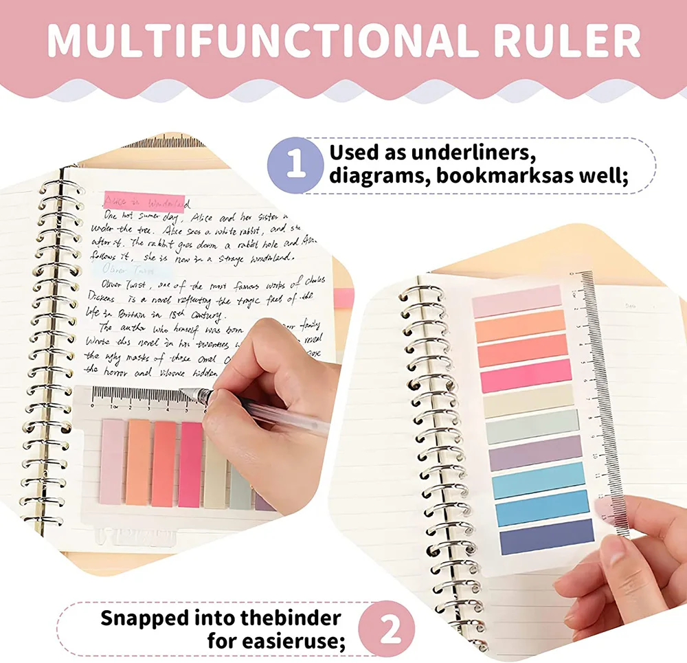 200 Sheets Sticky Tabs Clear Planner Long Sticky Notes Fluorescent Index Tabs Bookmarks Stickers School Supplies Stationery