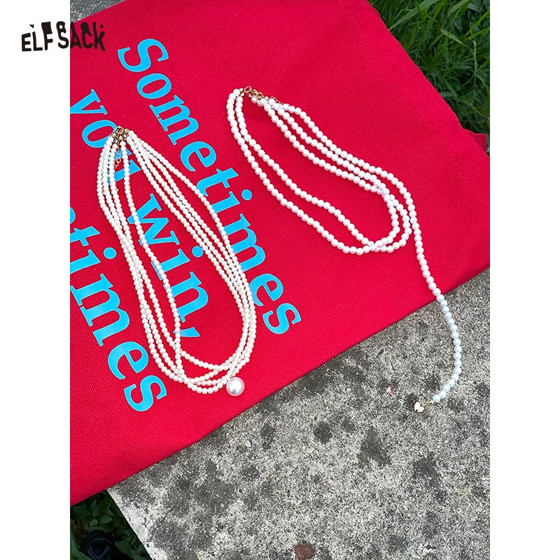 

ELFSACK 2025 Autumn New Arrivals Elegant Multi Layer Artificial Pearl Choker Necklace