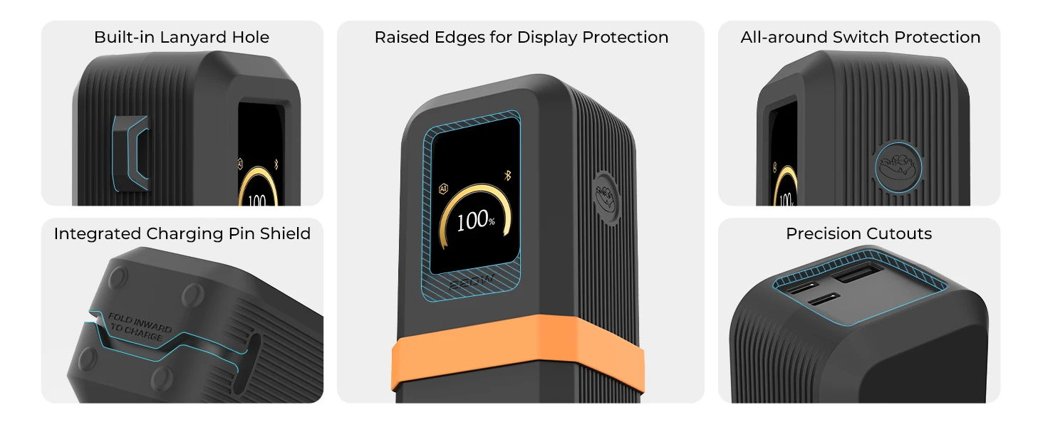 SIKAI Silicone Powebank Case for Anker Prime Power Bank (20K, 220W) Shockproof Cover with Cable Organizer Ring Lanyard Hole