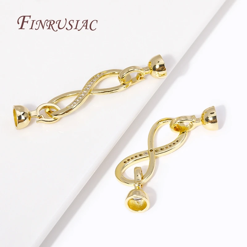 18K Gold Plated Infinity Connector Lock for DIY Pearls Necklaces Bracelets Clasps For Jewelry Making Supplies Accessories