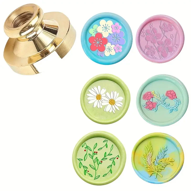 

Children Flower Series Brass Wax Seal Stamp With Handle For DIY Scrapbooking, Baby Gift Package Decoration Kids Handicrafts