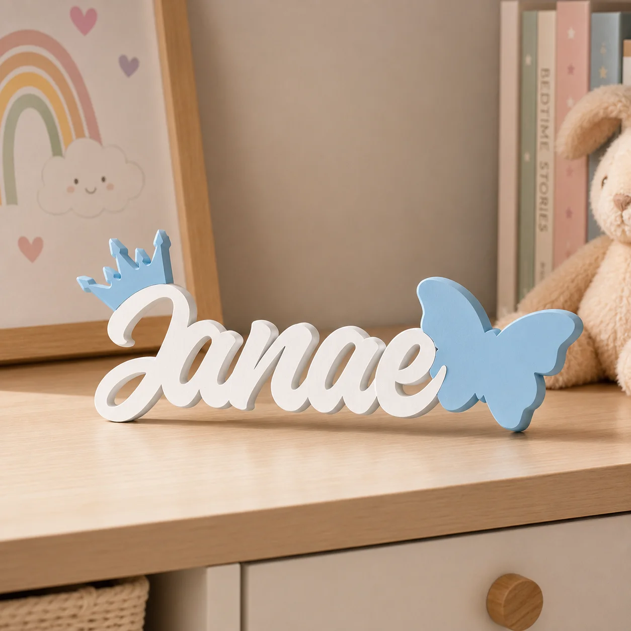 1pc customizable 3D three-dimensional surname brand,butterfly crown design,multi scene home dormitory decoration, holiday gifts