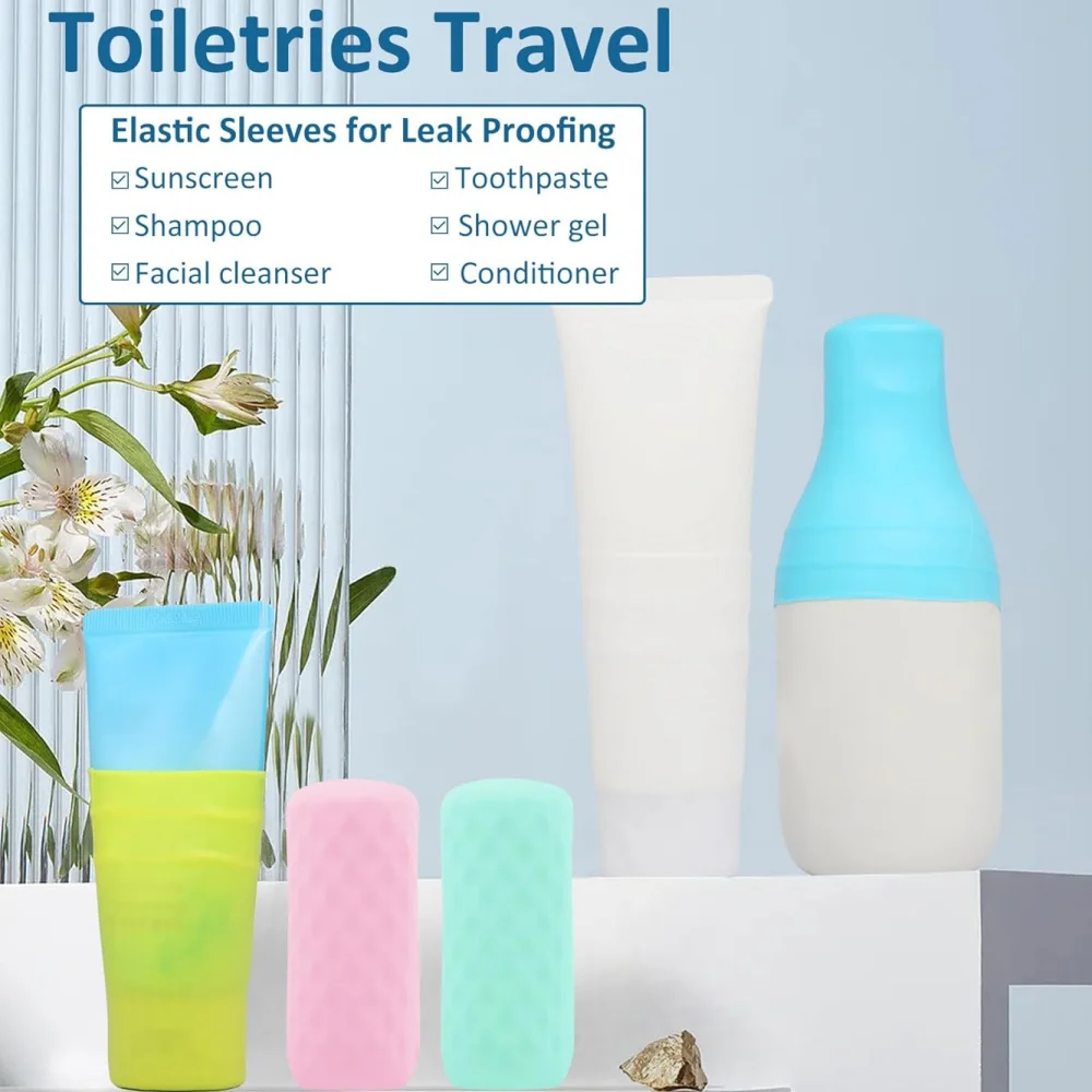 5/6 siliconen flessendoppen voor accessoires voor reisbenodigdheden, lekvrije elastische doppen, geschikt voor flessen van toilet op reis