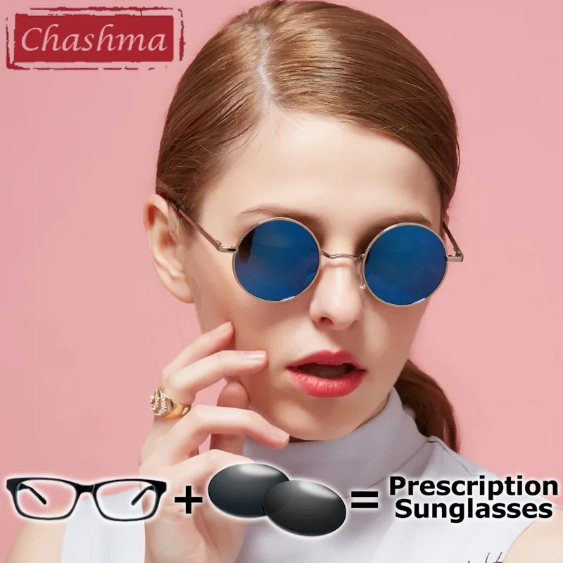 

Chashma Prescription Glasses Round Sunglasses Polarized Lenses for Women Myopia Eyewear UV 400 Anti Glare Sunglasses for Men