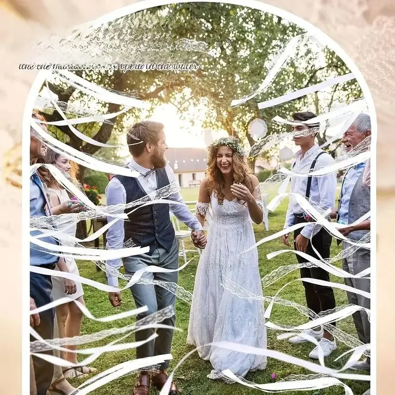 Baguette magique blanche dégradée pour mariage, ruban tourbillon en dentelle, cloches de fête, accessoires d'encouragement, 10 pièces, 20 pièces