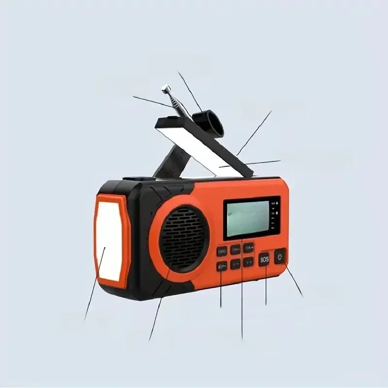 Solar Hand Crank Noodweerradio, SW/AM/FM Draagbare Radio met 3 LED Zaklamp 4000 mAh Power Bank Mobiele Telefoon Oplader - afbeelding 2