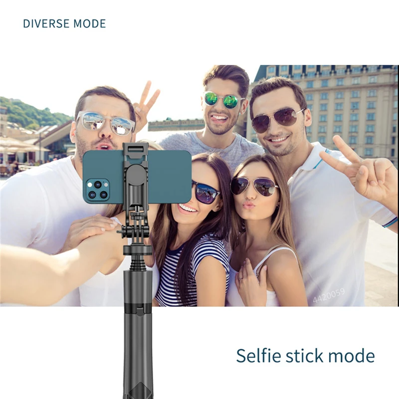 Roteta 2022 Monopod Tongkat Selfie Bluetooth Nirkabel Dapat Dilipat Baru dengan Tripod Aloi Aluminium Lampu Fill Shutter Bluetooth