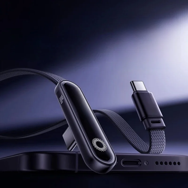 Baseus MVP3 Elbowed 100W USB-C-Kabel für iPhone 16 15 Pro Max LED-Licht Typ-C-Kabel für Macbook Pro Xiaomi Samsung