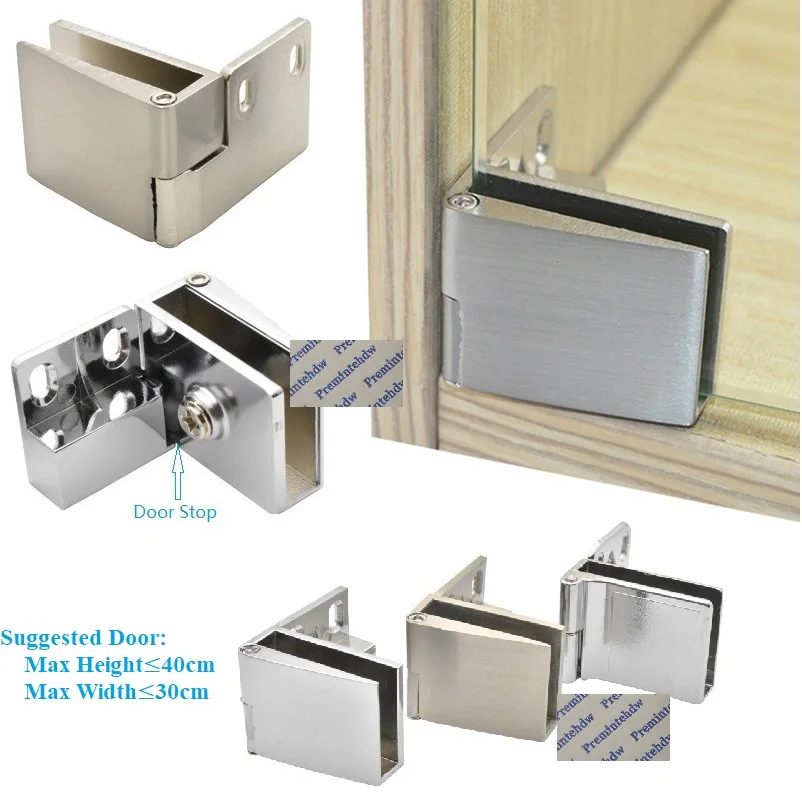 

4Pairs Zinc Wine Cupboard Glass Door Hinge Top Bottom Bracketed Display Showcase Gold Brush Chrome Black