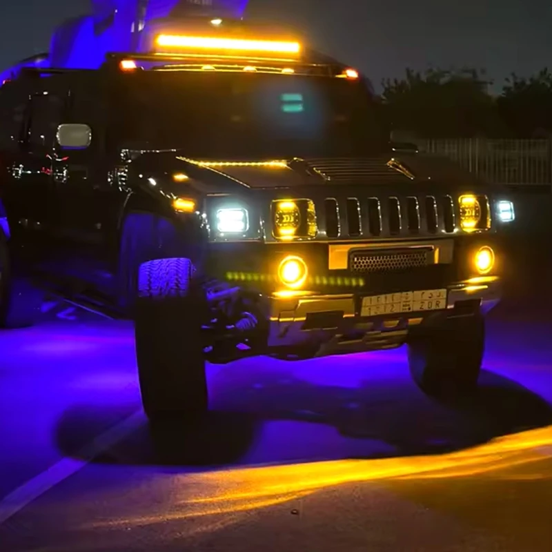 7D Lens Amber DRL LED Work Light Bar Car Truck Driving Spotlight Offroad SUV 4x4 4wd Lorry Van UTV ATV Roof LED Fog Lamp