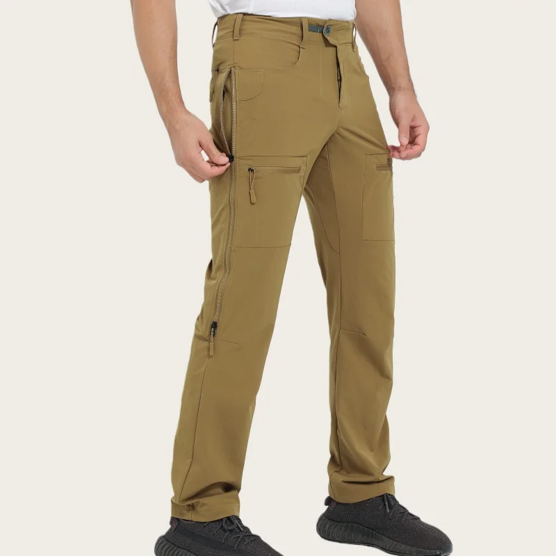 سراويل تسلق من النايلون المطاطي عالية الجودة بأربعة اتجاهات للرجال، سراويل تكتيكية متعددة السحاب ماصة للرطوبة وسريعة الجفاف #1