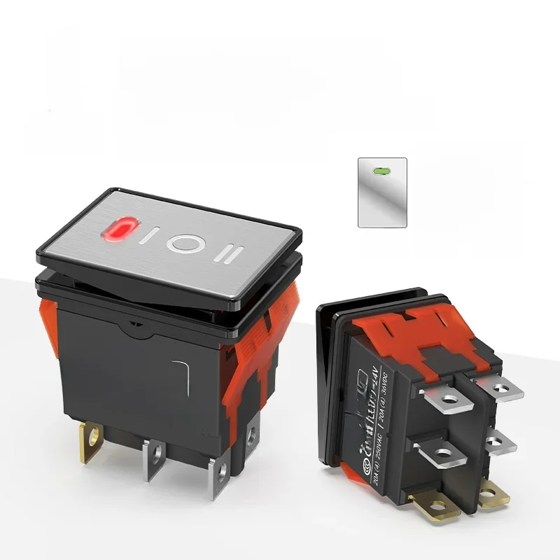 LANBOO 28*22mm avec voyant rouge, vert et bleu 2 vitesses/3 vitesses 2NO2NC interrupteur à bascule en métal