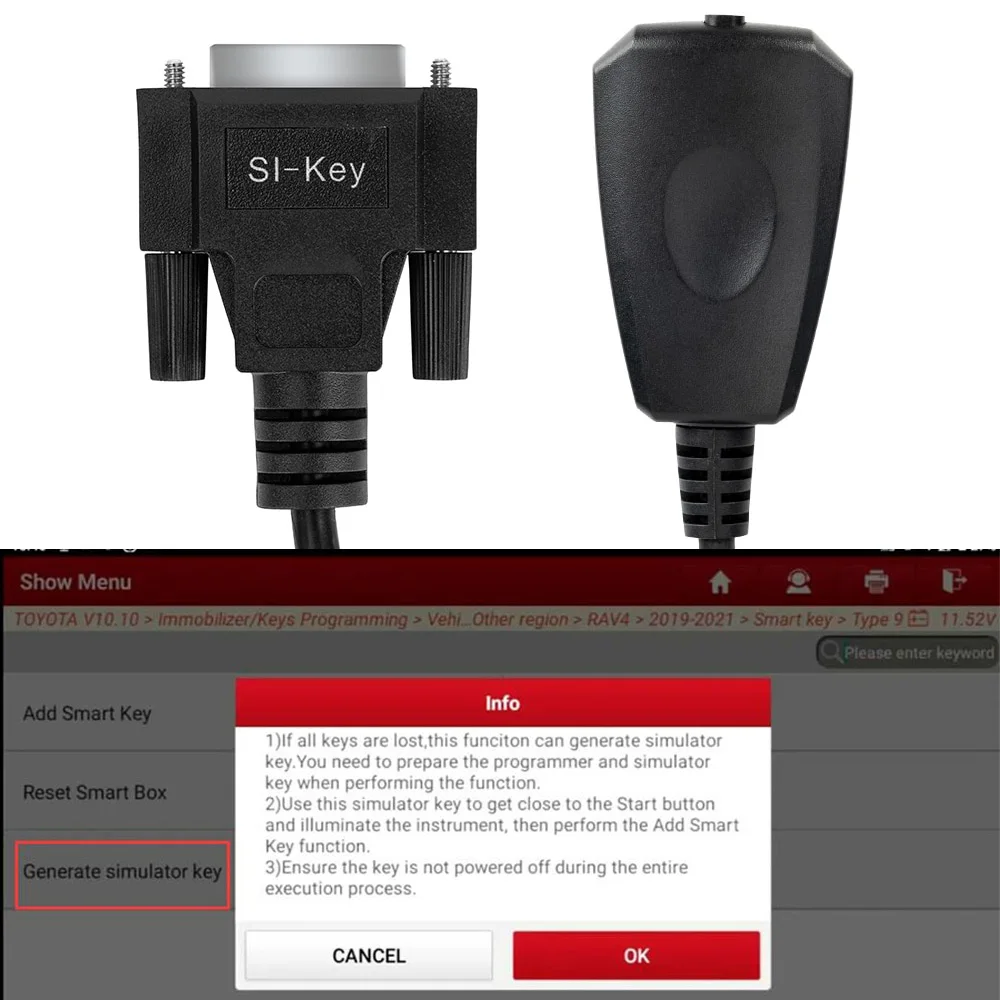 LAUNCH X431 Smart Key Simulator SI-KEY for Toyota for BYD All Key Lost for X431 IMMO Plus/ IMMO Pro/ IMMO Elite/ GIII X-Prog 3