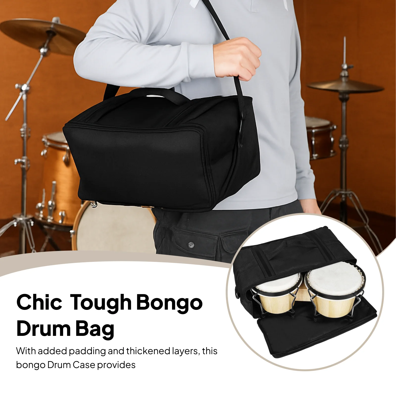 

Водостойкая сумка для бонго-барабана с толстой подкладкой, защитный чехол для бас-барабанов и ручных барабанов, идеально подходит для музыкантов и начинающих