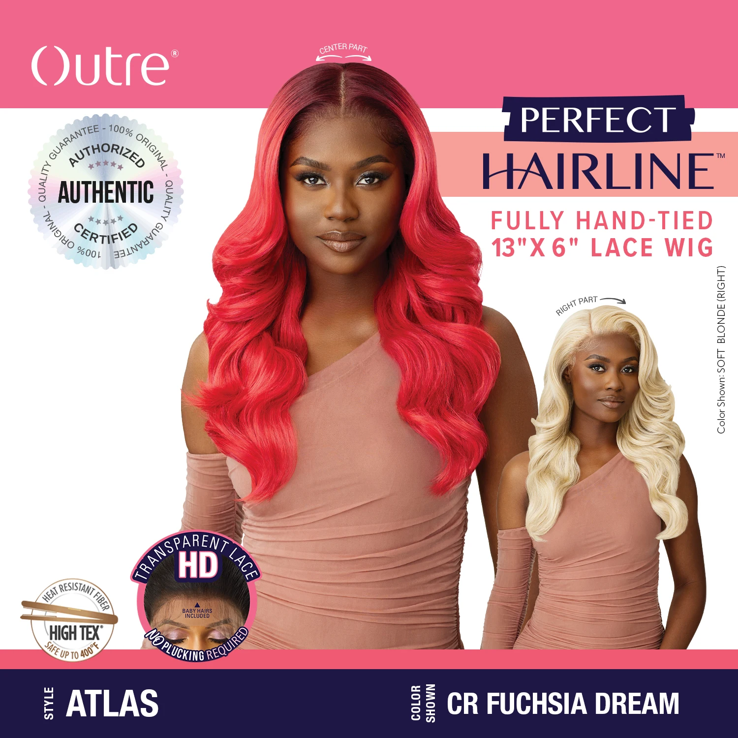 Outre Perfect Hairline Glueless Fully Hand-Tied 13X6 Lace Wig Atlas – Long Body Wave. Pre-Plucked, Natural Look