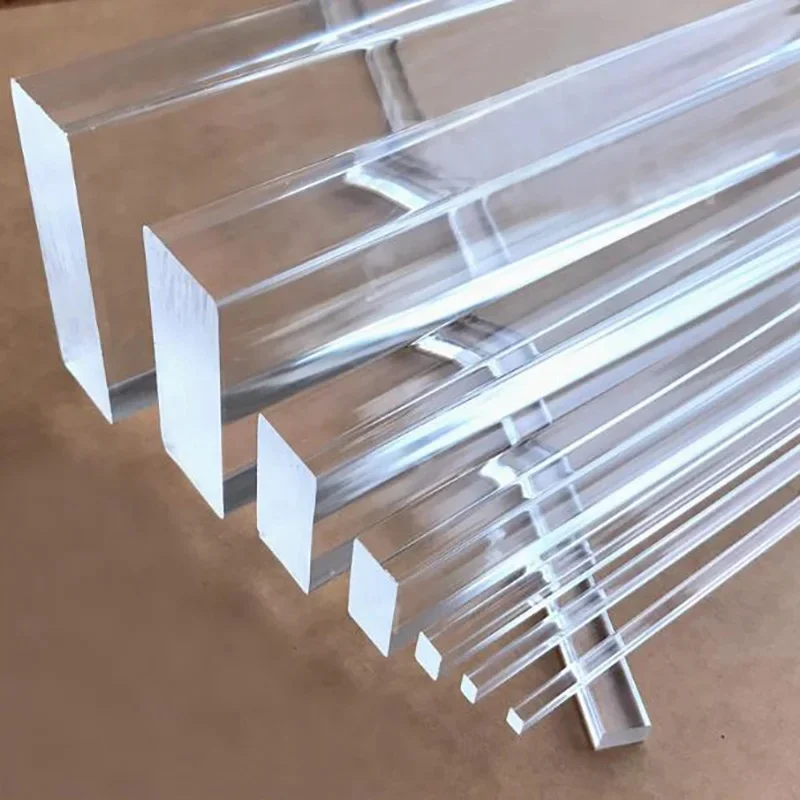 Barre de tige en plastique acrylique extrudée transparente carrée de différentes tailles