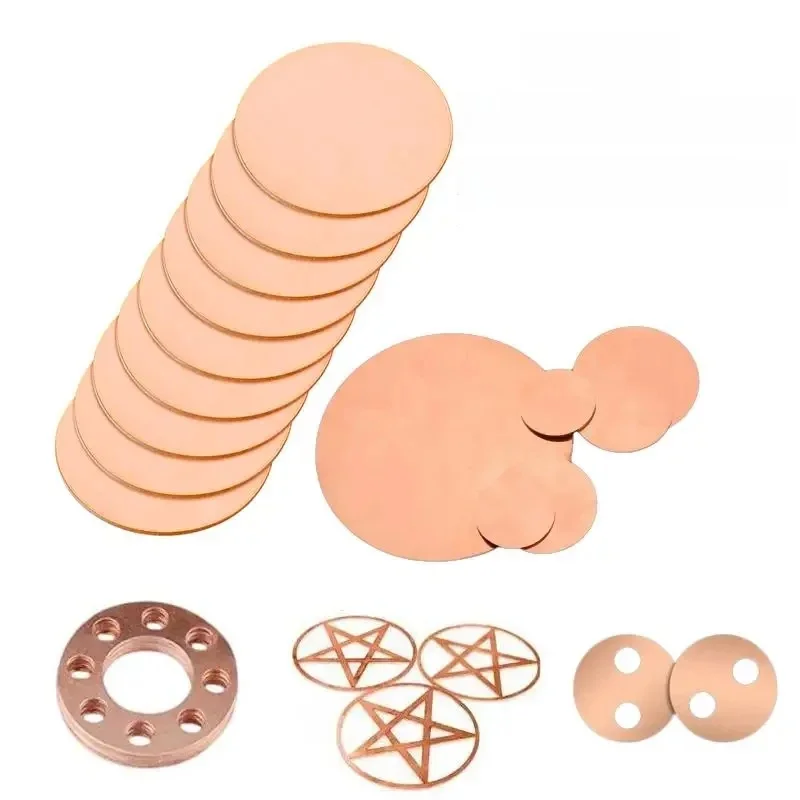 Disque en cuivre T2, diamètre 30mm 50mm 60mm 80mm, plaque ronde en cuivre pur, épaisseur de feuille circulaire 0.5mm 0.8mm 1mm 1.5mm 2mm 3mm 1/2 pièces