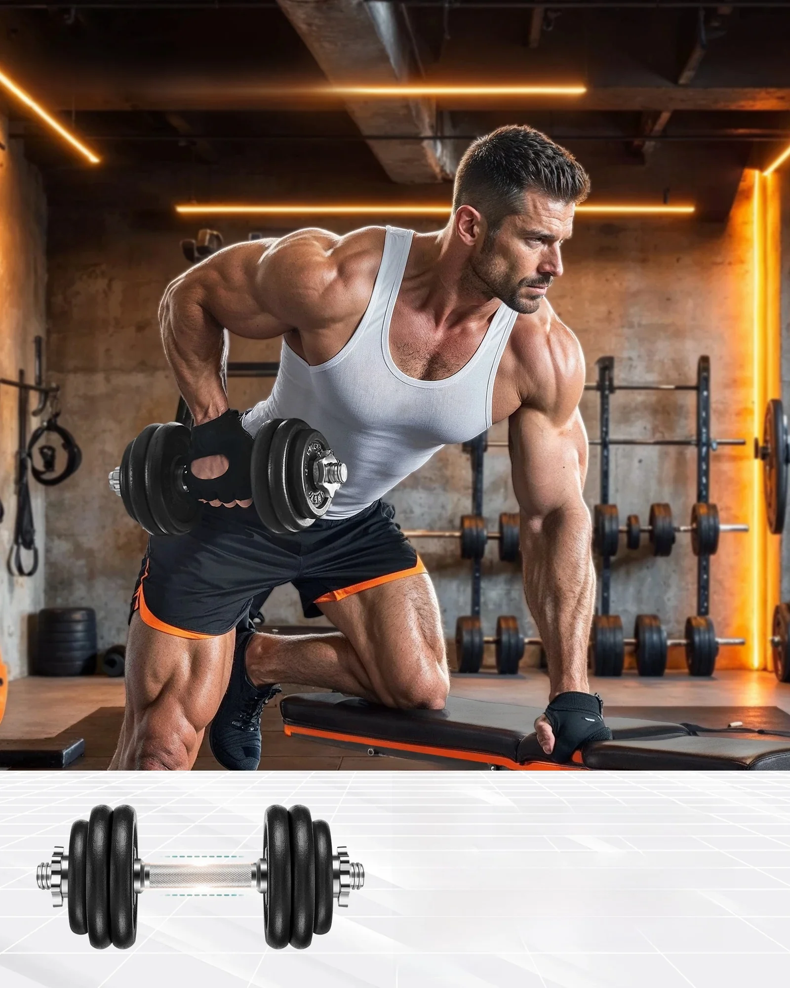 SONGMICS Halterset Korte halters Set 2 Verstelbaar Gewicht 20/30 kg - afbeelding 2