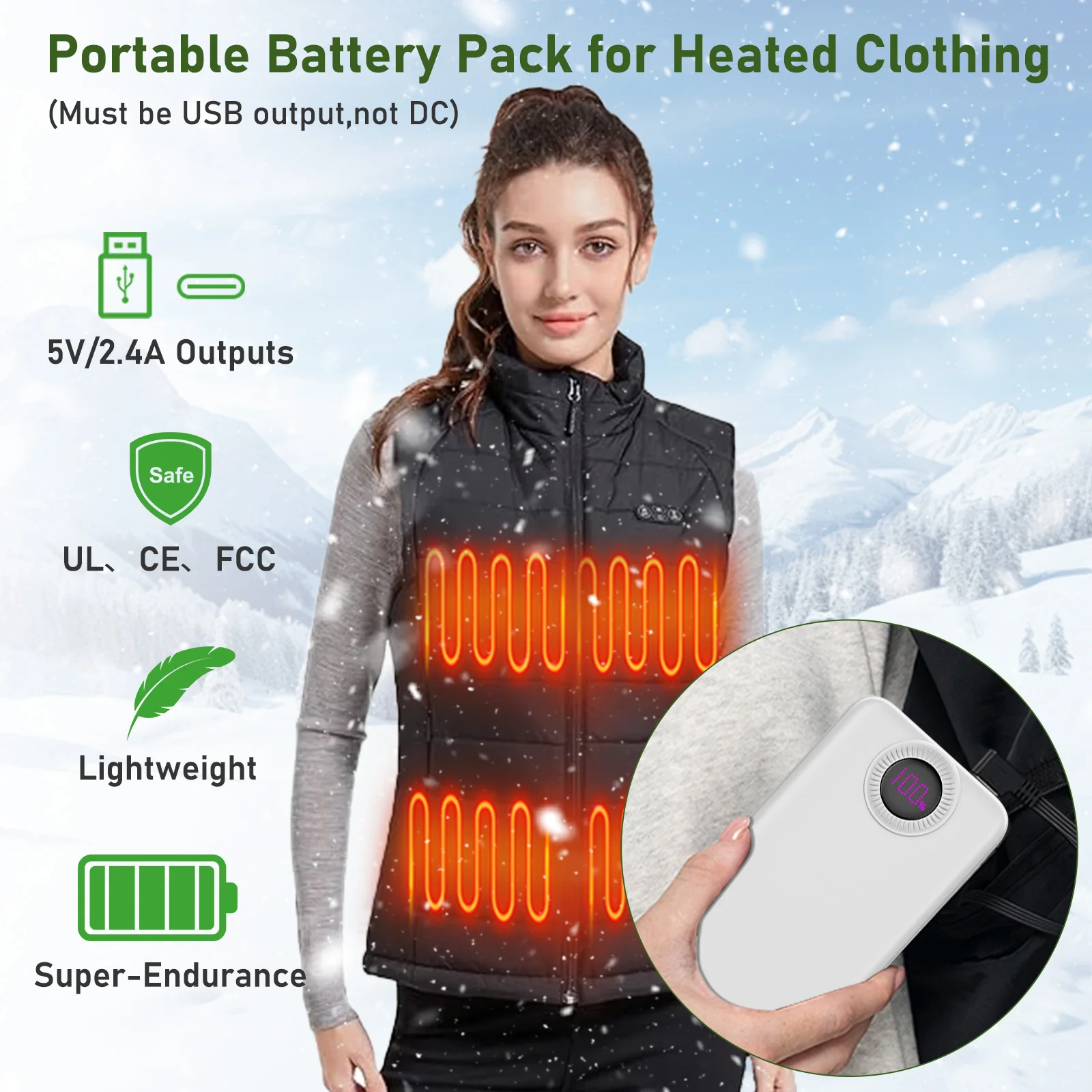 شاحن محمول مع كابلات مدمجة، باور بانك شحن عالي السرعة بقدرة 10000 مللي أمبير في الساعة 22.5 وات مع 4 مخرجات ومدخلين، للسفر الخارجي