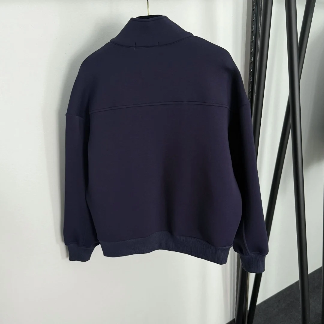 

2025 Autumn/Winter Women's Chest Letter Pocket Stand up Collar Long Sleeve Zipper Coat+Short Half Skirt HL134