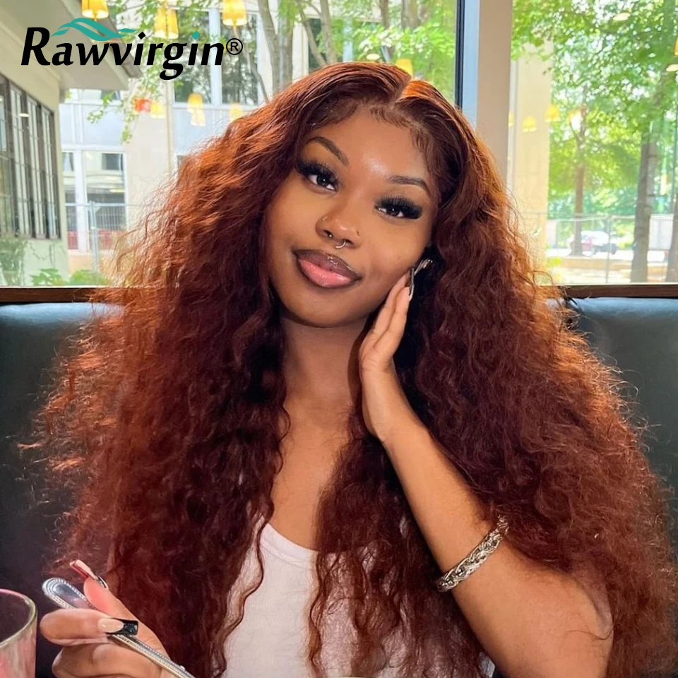 30 Inch Water Water 13x4 Lace Front Wig Omber Ginger Brown Colored Human Hair Lace Front Wig 200% Curly Brazilian Virgin Hair