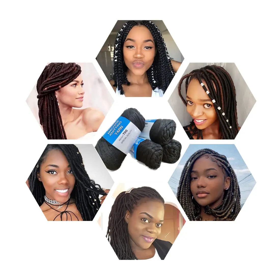 Extensions de cheveux brésiliens en laine synthétique écologique pour tressage, idéales pour les torsades sénégalaises et les styles Faux Locs, 50m