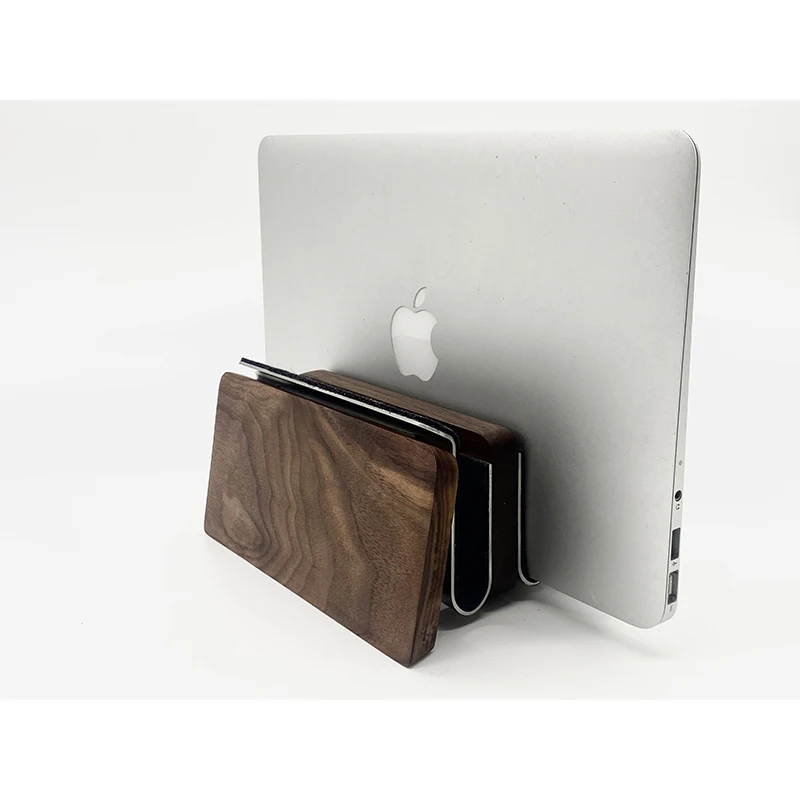 Kashcy Solid Walnut Ash Wood & Aluminum alloy Stand for Macbook With Wool Felt Coating