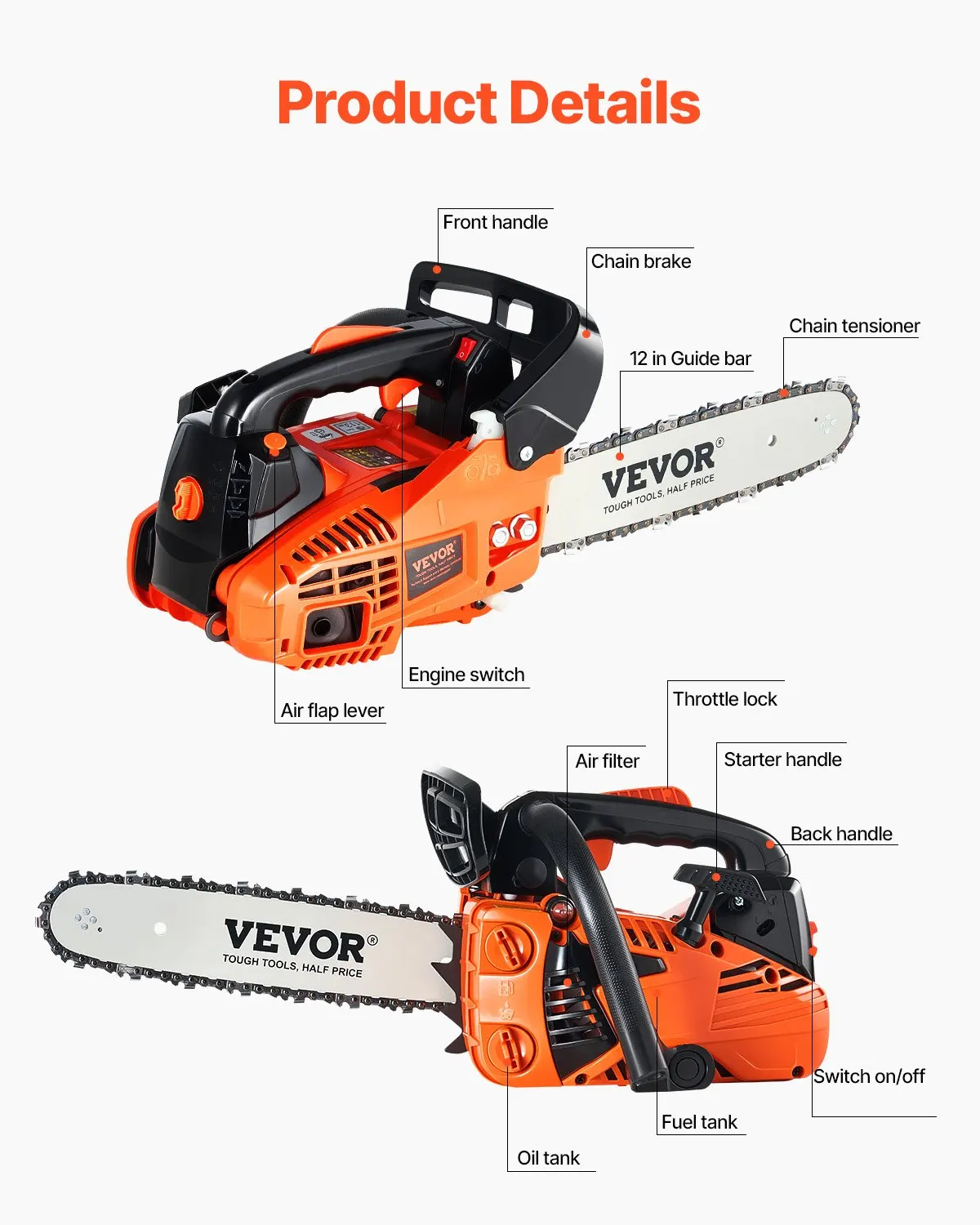 Gas Chainsaw, 25.4CC 12
