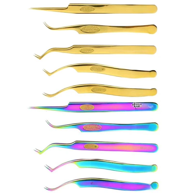 100% Vetus New Lettering Series Golden Tweezers Premium Beauty Makeup Tweezers For Build 3D 6D Eyelash — zdjęcie 2