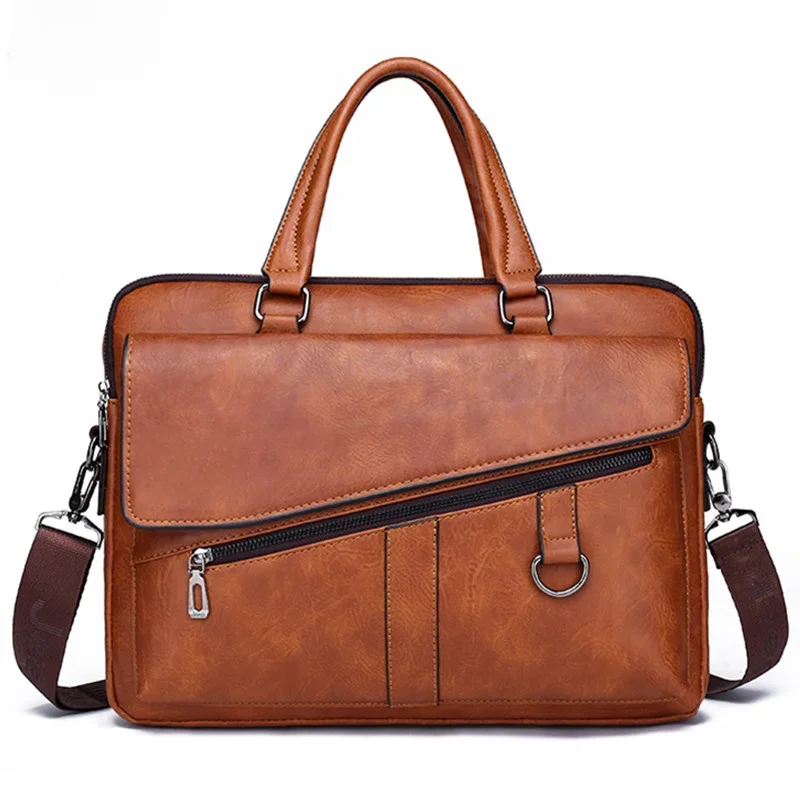 JEEP BULUO hommes porte-documents en cuir fendu ordinateur portable nouveau sac 14 "PC médecin avocat ordinateur sac fourre-tout mâle Vintage affaires hommes sacs