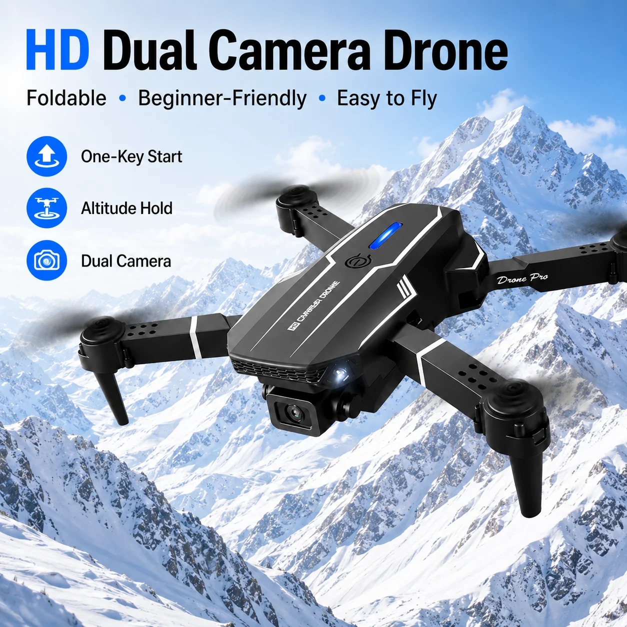 ZNLYRION RC Drone 4K S101 Foldable HD Dual Camera WIFI FPV APP Waypoint Flight Altitude Hold 6-Axis Gyro Quadcopter for Beginners
