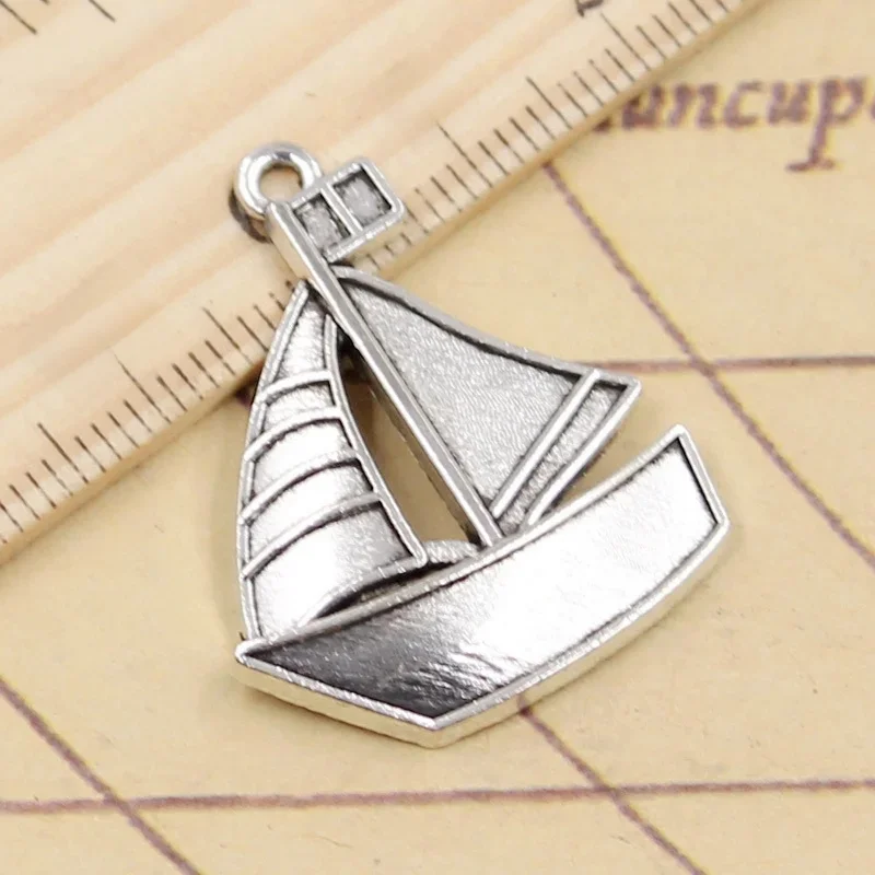 10 sztuk Charms statek łódź żaglówka 30x25mm tybetański brąz srebrny kolor wisiorki antyczny tworzenia biżuterii DIY Handmade Craft — zdjęcie 2