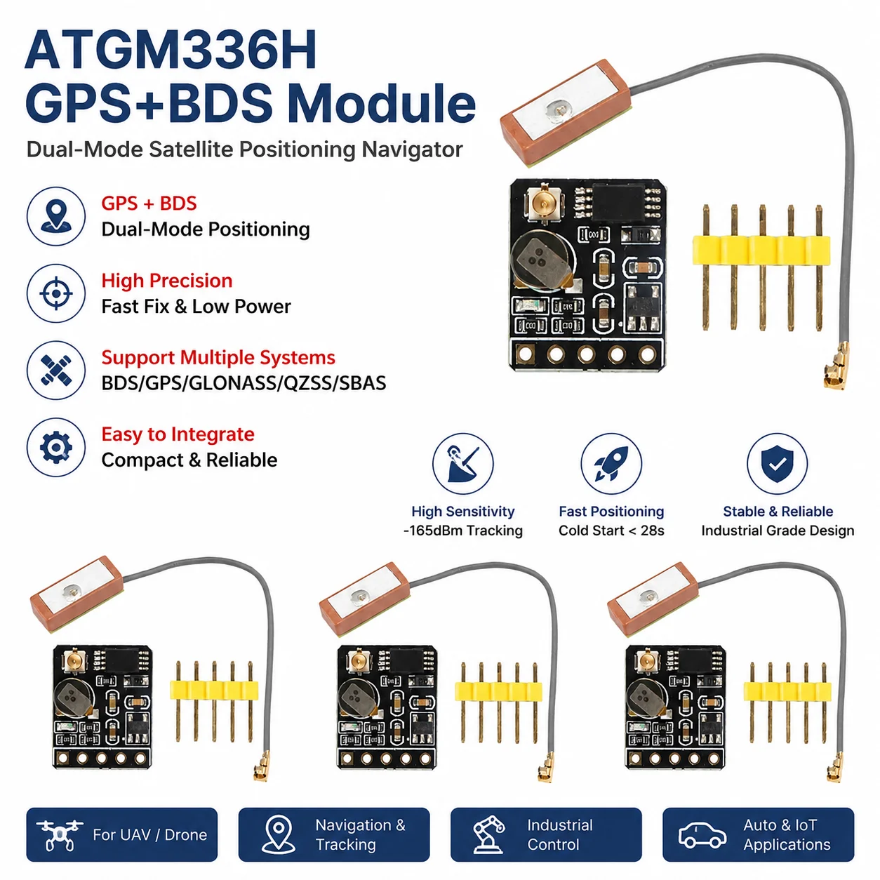 GPS + BDS Dual-Mode Module Flight Control Satellite Positioning Navigator ATGM336H Replacement for Arduino NEO-M8N NEO-6M