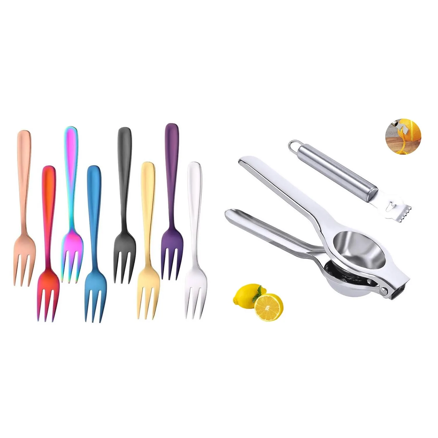 

Salad Forks, Stainless Forks & Lemon Squeezer, Lemon Zester, Dinner Forks, Appetizer Forks Dessert Fork, Flatware Forks(10 Pcs)