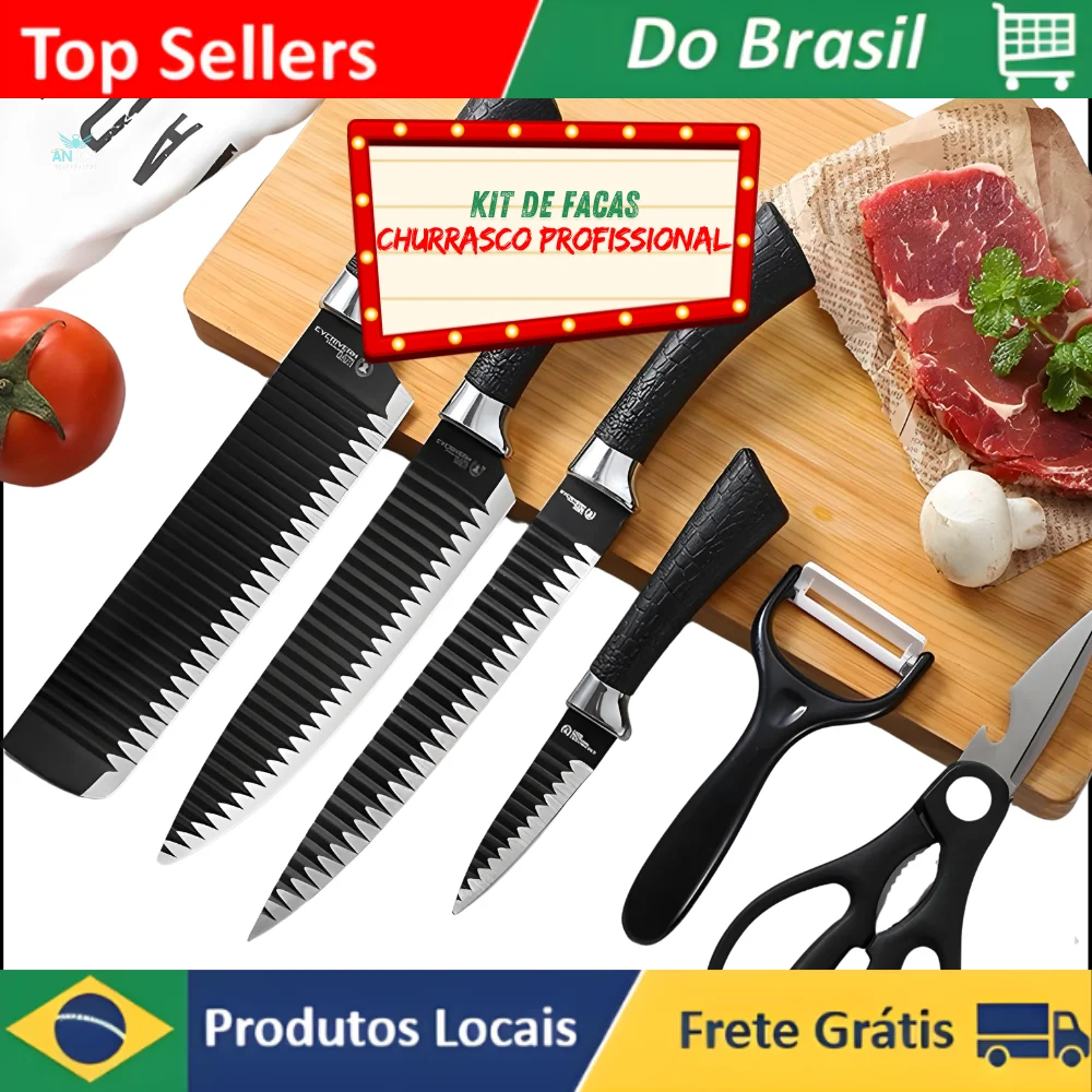 Black Professional Barbecue Knives Kit Black Professional Barbecue Knives Kit