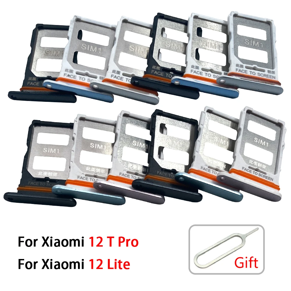 New Sim Card Tray Slot For Xiaomi  Mi 12 Lite 12T Pro SIM Card Tray Slot Holder Adapter Socket Repair Parts