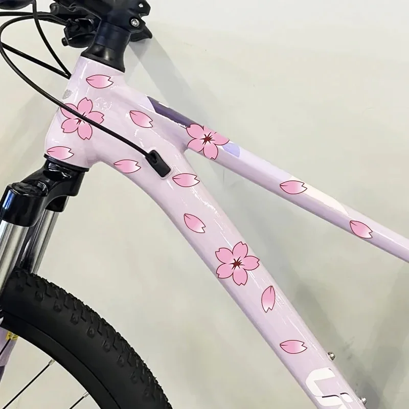 AliExpress NONE JDM Sakura Petals Road Bicycle Frame Stickers Top Tube Waterproof Flower DIY Decoration Accessories Bike Durable Vinyl Decals