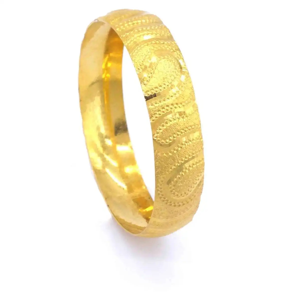 GoldFashion 22 Carat 1.5 Cm Gold Plated New Model Bangle Bracelet Trendy Jewelry Accessory for Women Stainless Steel Birthday