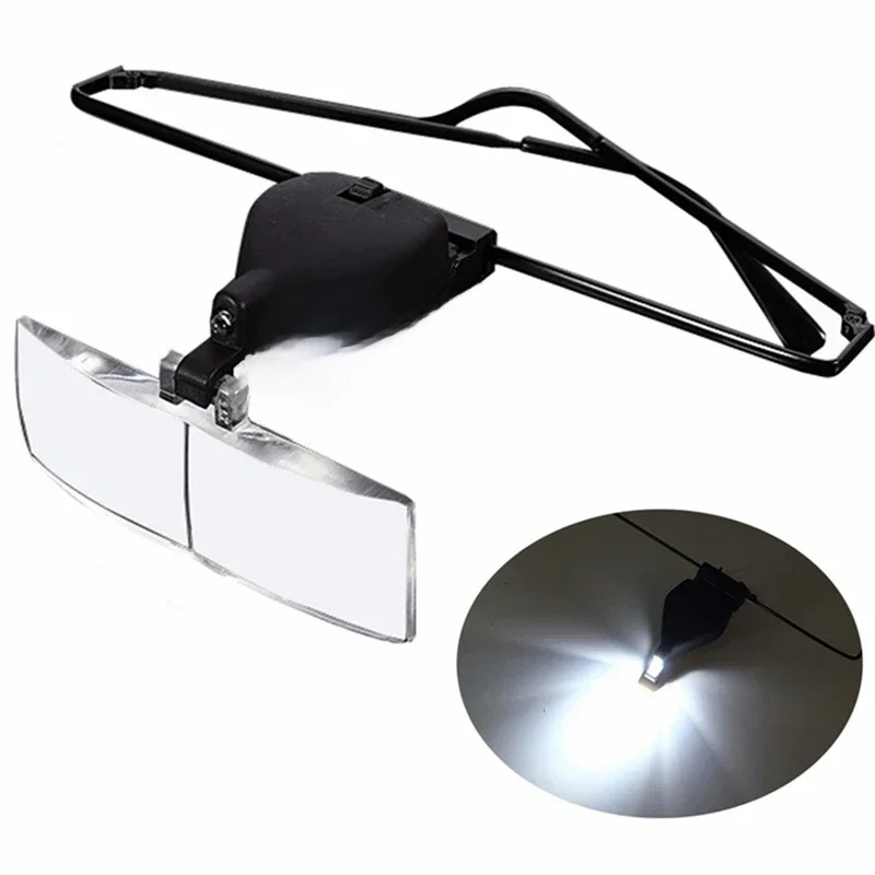 Loupe murale Loupe de lecture réparation oculaire Loupe lumière LED avec 1.5/2.5/3.5 lunettes Loupe lentille optique