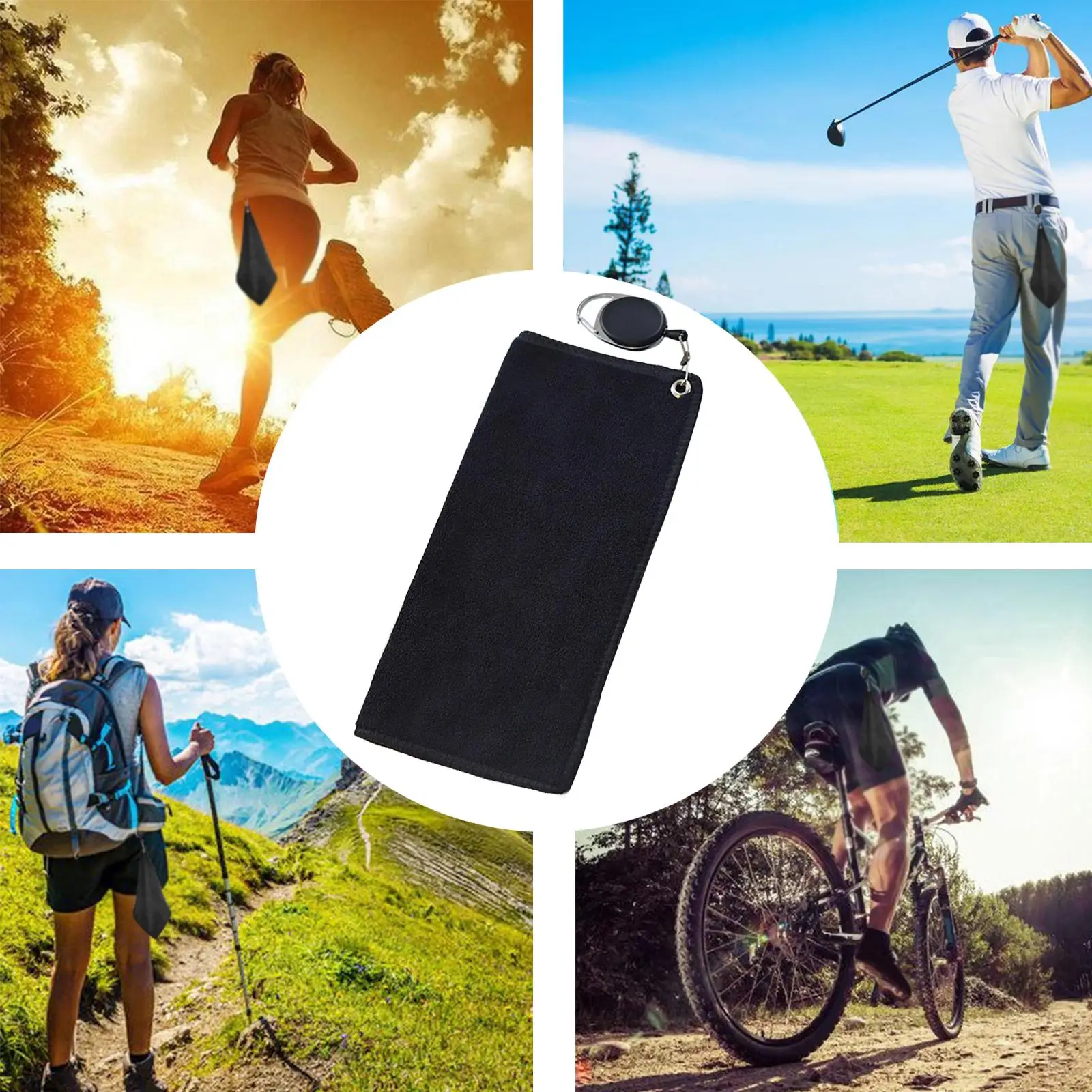 منشفة جولف من الألياف الدقيقة على الوجهين، خطاف تعليق مريح، منشفة نادي الجولف، ملحقات الجولف لرياضة الجولف واليوجا واللياقة البدنية في الهواء الطلق