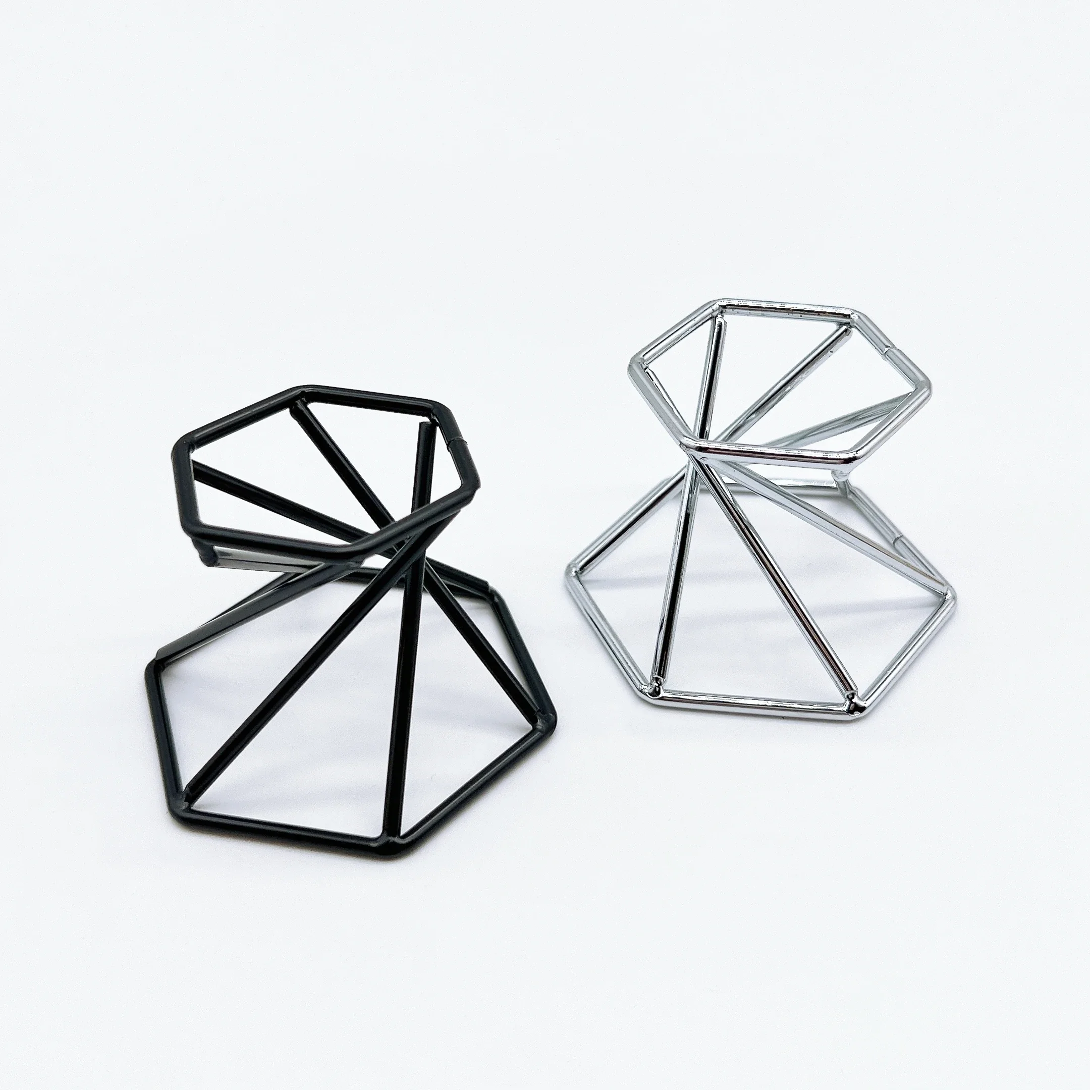Support de présentoir en métal hexagonal, base de sphère, base de boule de lentille en cristal, décoration de bureau à domicile, accessoires de photographie