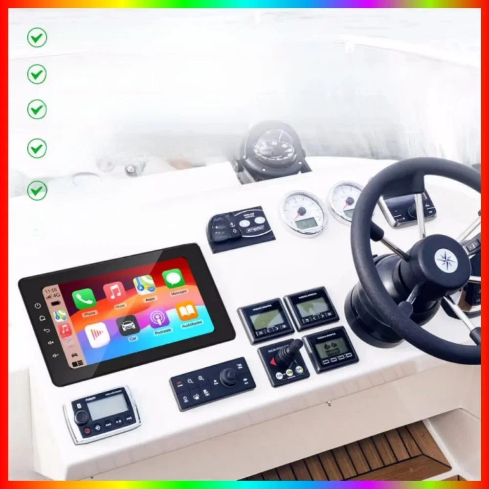 8 inch maritieme waterdichte multimediaspeler draadloze CarPlay IPX6 Bluetooth maritieme stereo voor ATV golfkar CarPlay Android Auto - afbeelding 2
