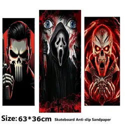 Teschio che tiene un triangolo modello Totem Scooter elettrico adesivo antiscivolo carta vetrata Skateboard Grip Tape Sheet 63*36cm