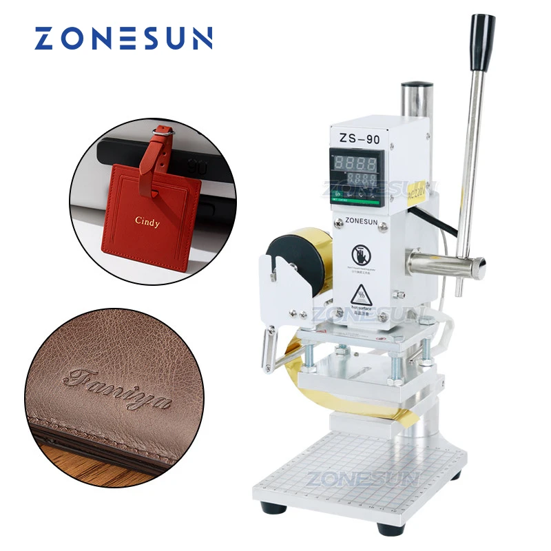 ZONESUN Digital Hot Foil Stamping Machine with Foil Holder Leather Wood embossing work with letter brass mold 110v/220v